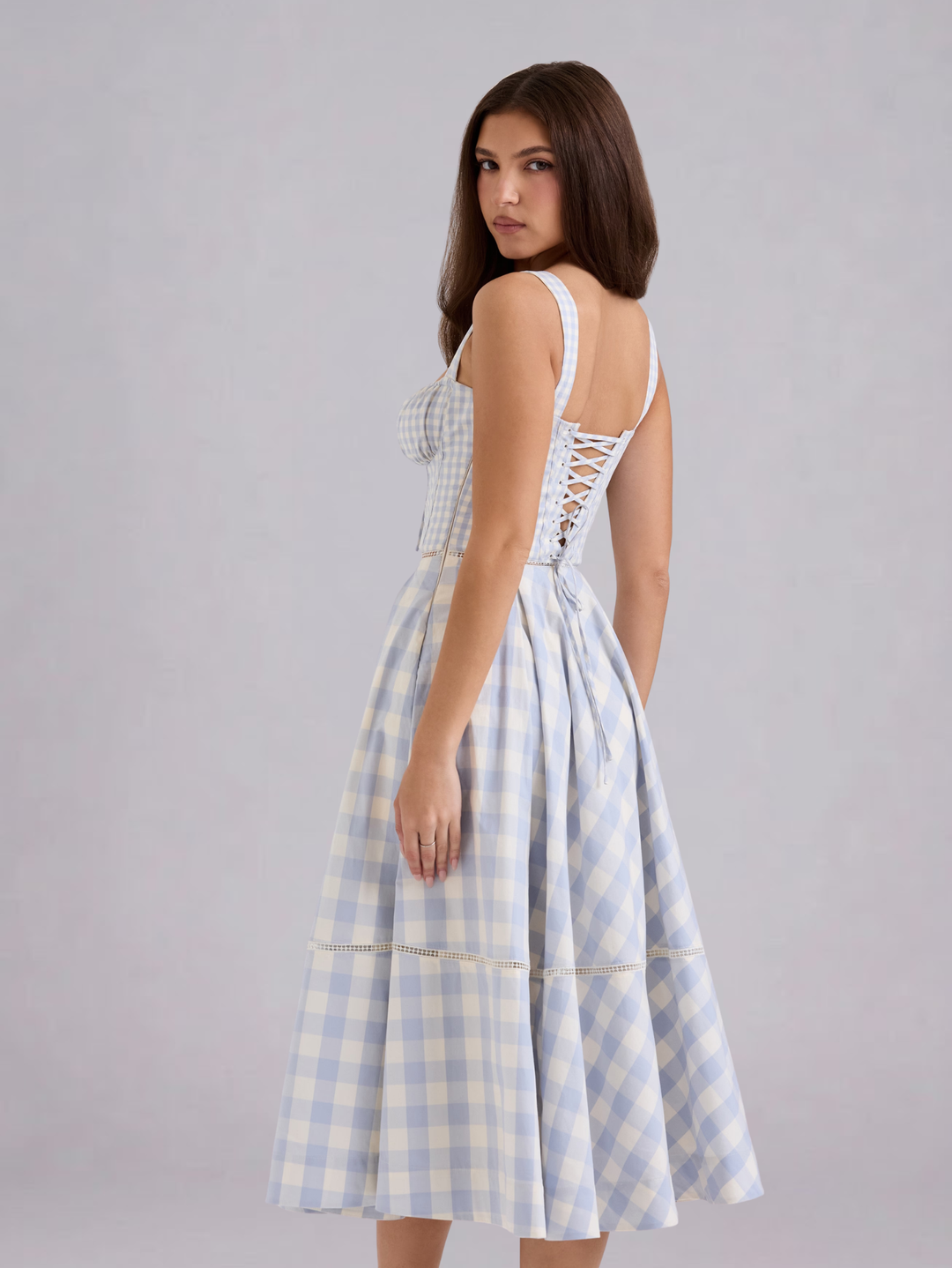 Women Fitted A-line sleeveless midi dress with Tie for Summer