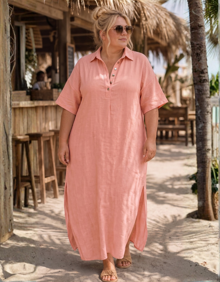 Vipro | Button Front Collared Relaxed Midi Dress