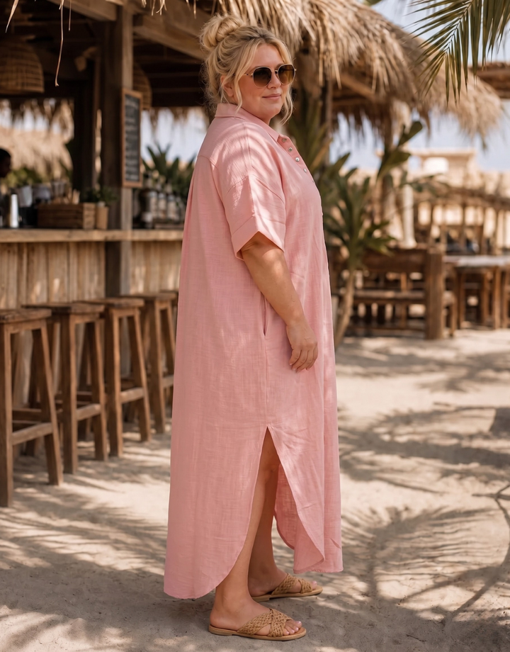 Vipro | Button Front Collared Relaxed Midi Dress