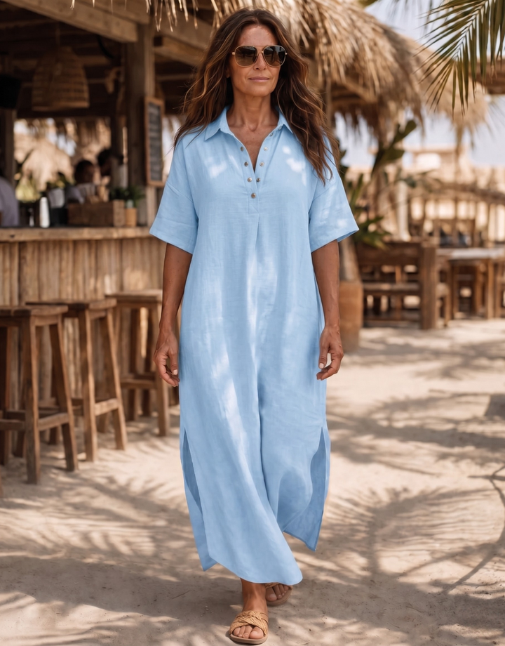 Vipro | Button Front Collared Relaxed Midi Dress