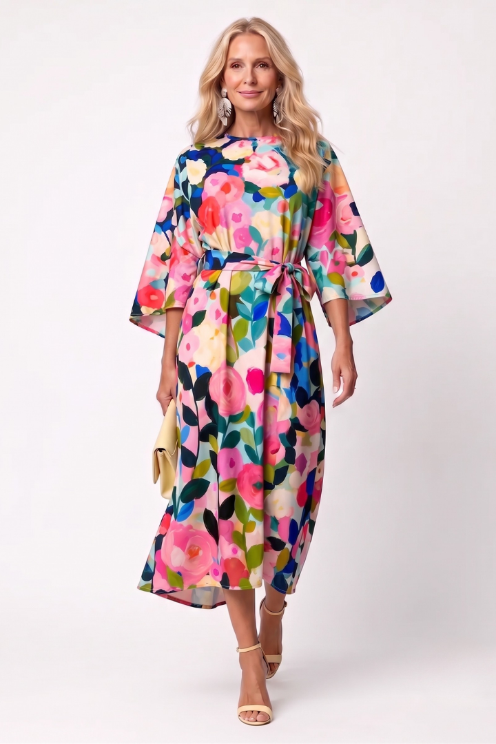 Glade | Wide Sleeve Floral Midi Dress