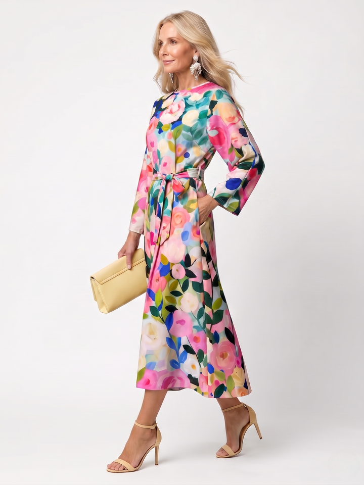 Glade | Wide Sleeve Floral Midi Dress