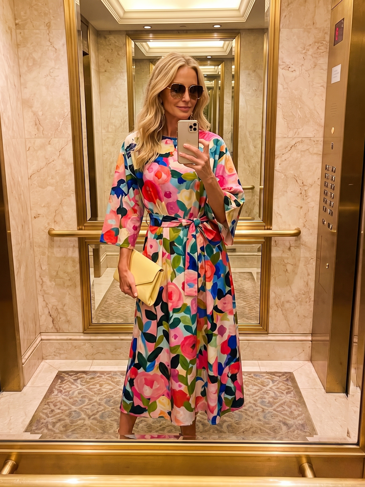 Glade | Wide Sleeve Floral Midi Dress