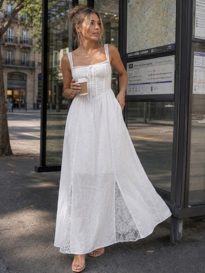 Leach | Sleeveless Ruffle Strap Flowing Skirt Midi Dress