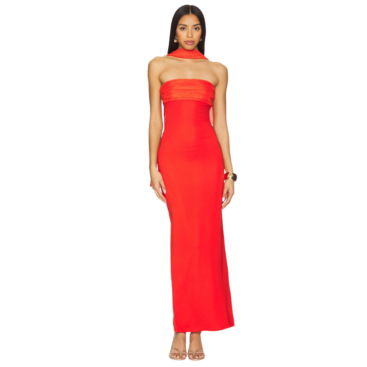Smoge | Strapless Fitted Silhouette Midi Dress
