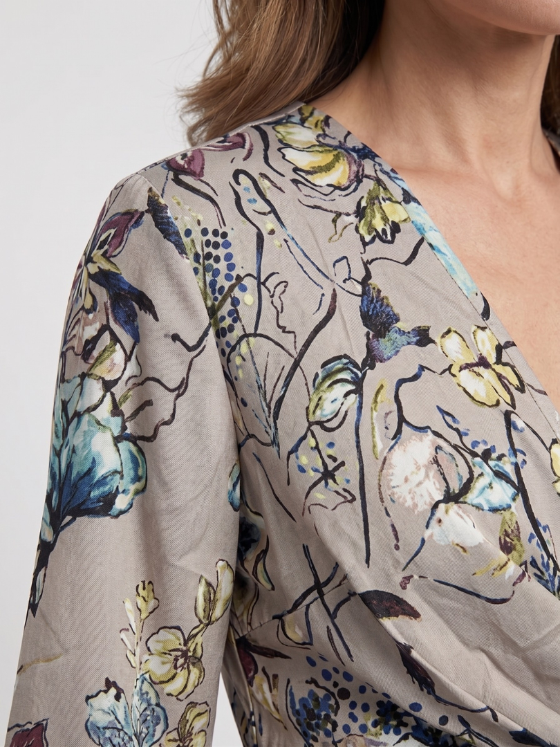 Margaret | Three Quarter Sleeve Floral Maxi Wrap Dress