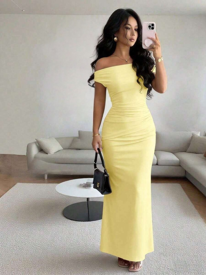 Virella | Women’s Maxi Dress with Asymmetric Neckline and Metal Shoulder Detail