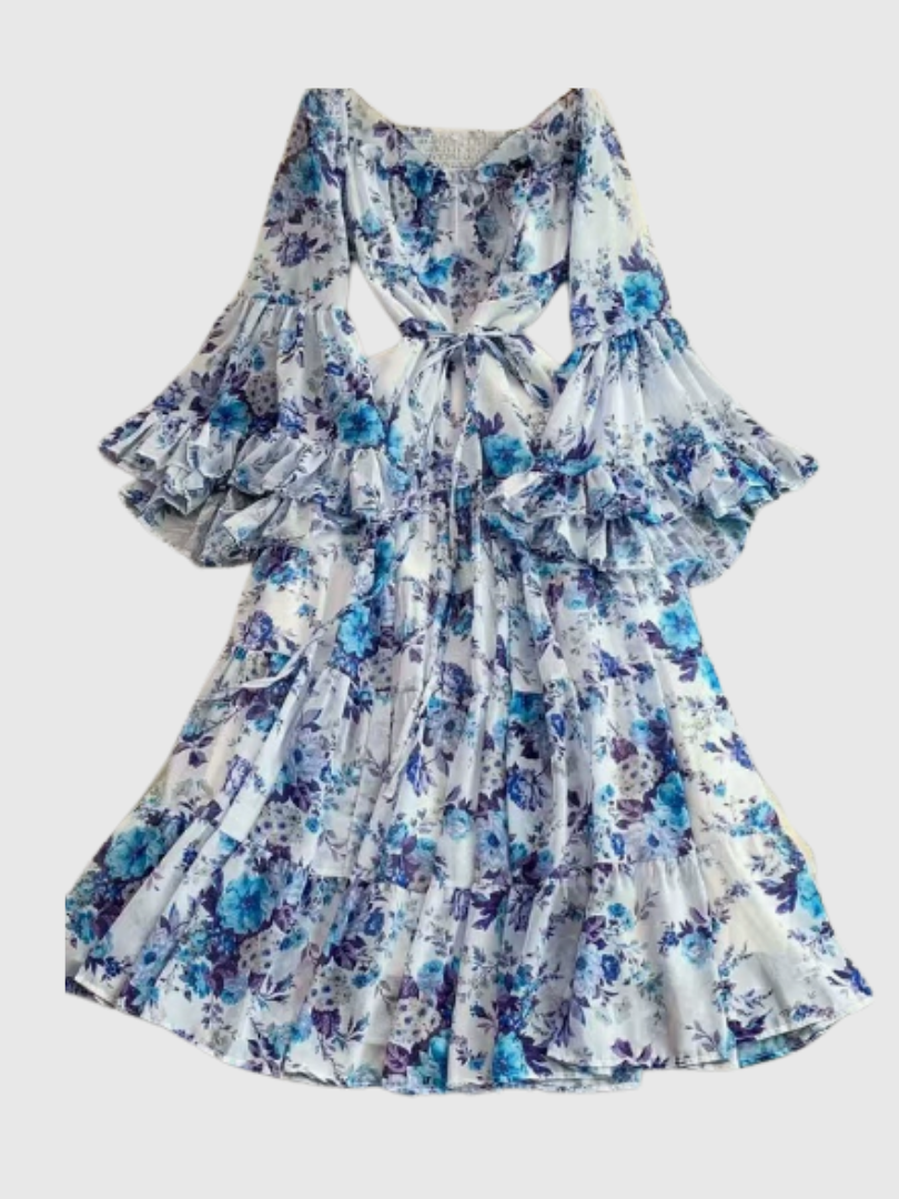 Rosalie | Women’s Maxi Dress with Off-Shoulder Neckline and Tiered Ruffle Sleeves