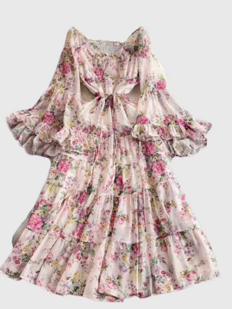 Rosalie | Women’s Maxi Dress with Off-Shoulder Neckline and Tiered Ruffle Sleeves