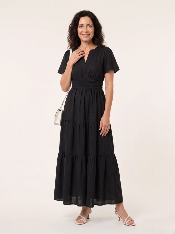 Brielle | Women elegant midi dress with V-neckline for Everyday Wear