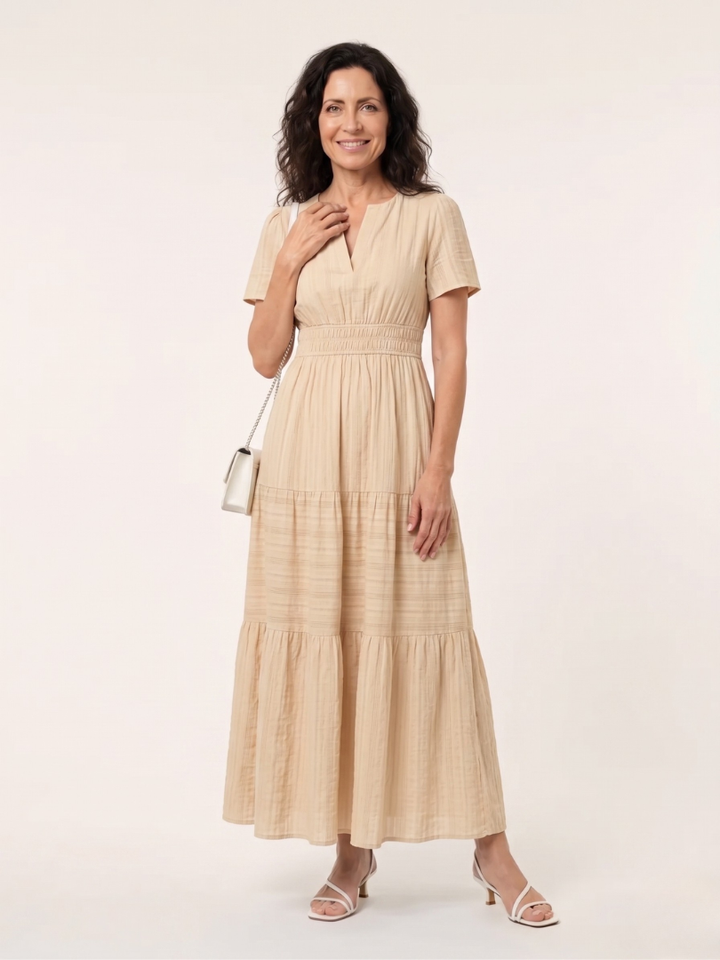 Brielle | Women elegant midi dress with V-neckline for Everyday Wear