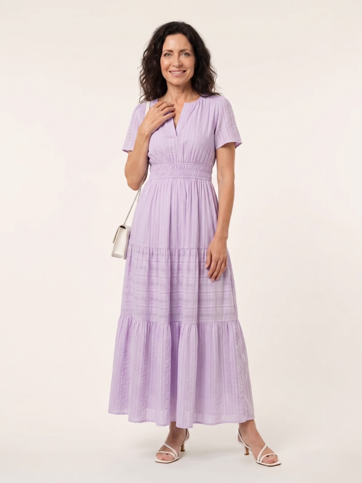 Brielle | Women elegant midi dress with V-neckline for Everyday Wear