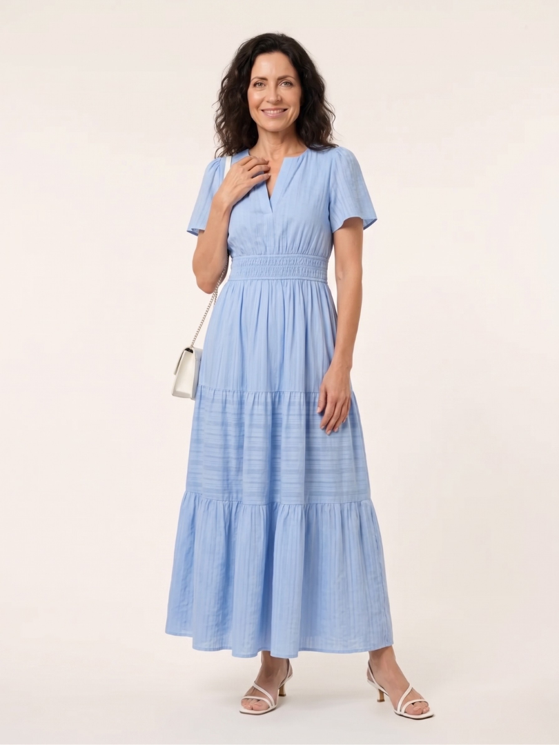 Brielle | Women elegant midi dress with V-neckline for Everyday Wear