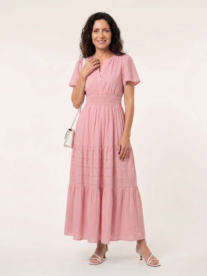 Brielle | Women elegant midi dress with V-neckline for Everyday Wear