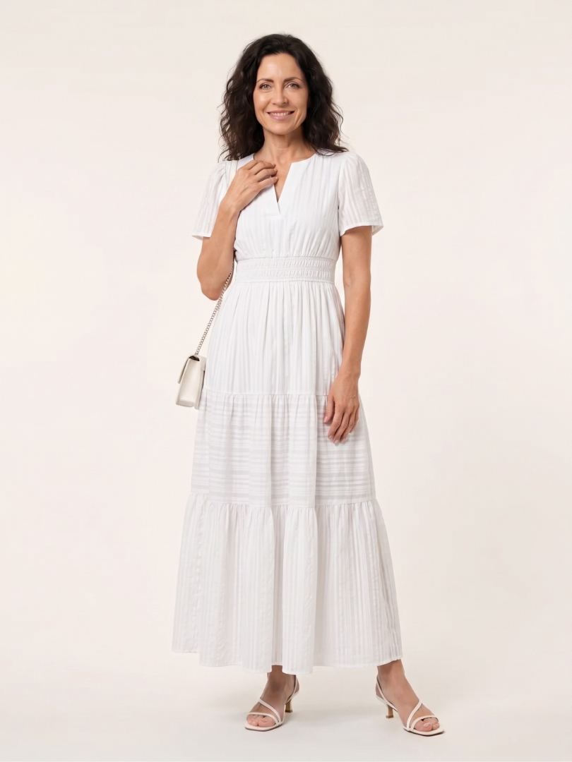 Brielle | Women elegant midi dress with V-neckline for Everyday Wear