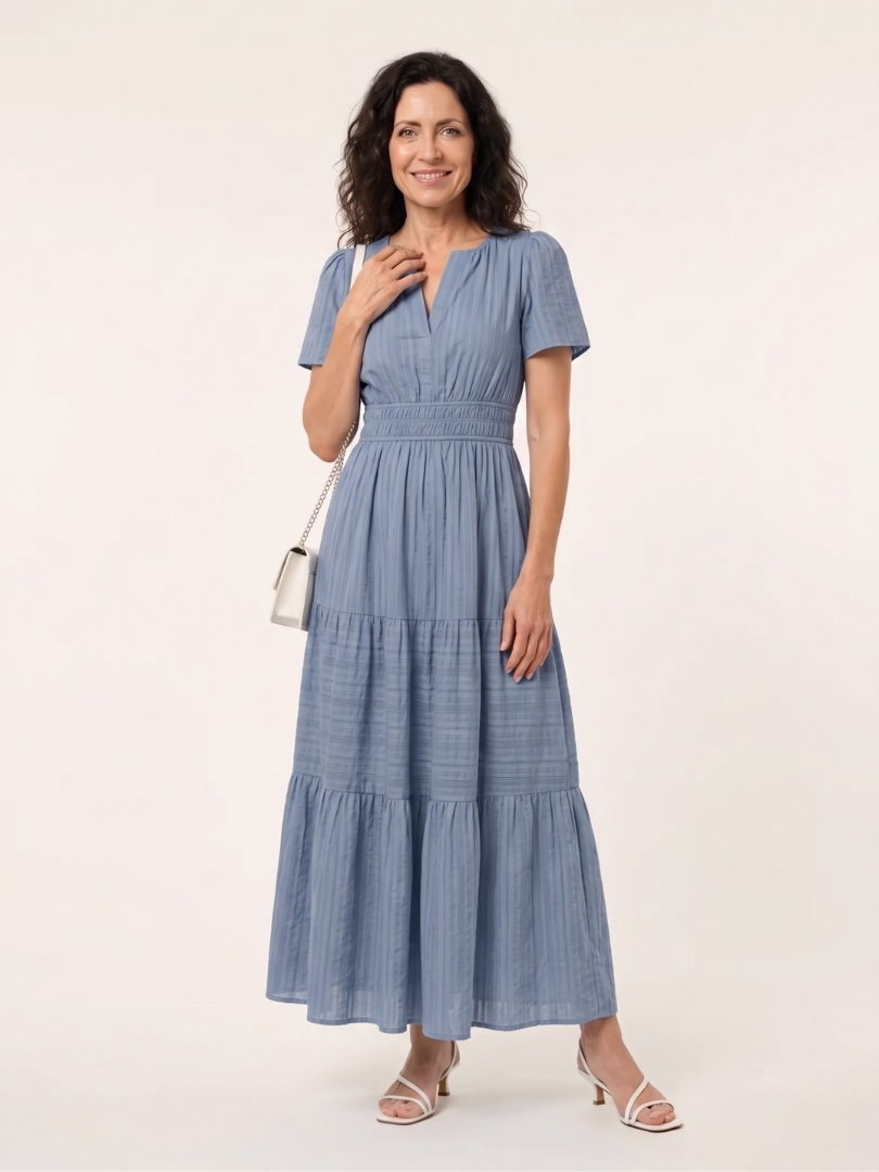 Brielle | Women elegant midi dress with V-neckline for Everyday Wear
