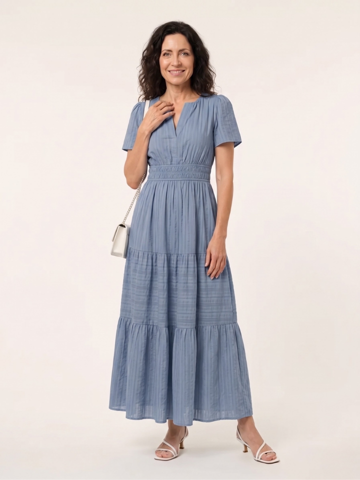 Brielle | Women elegant midi dress with V-neckline for Everyday Wear