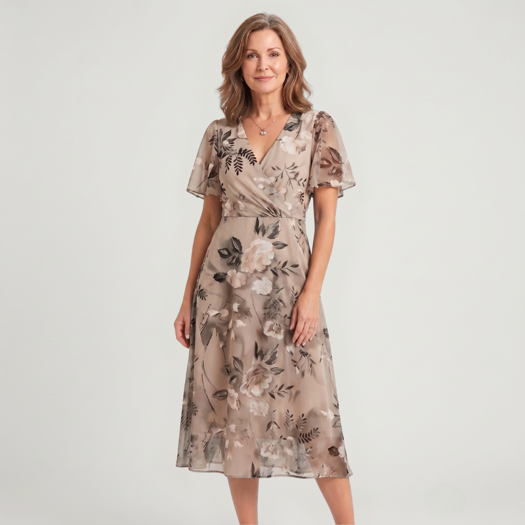 Zafrina | Abstract Pattern Midi Dress