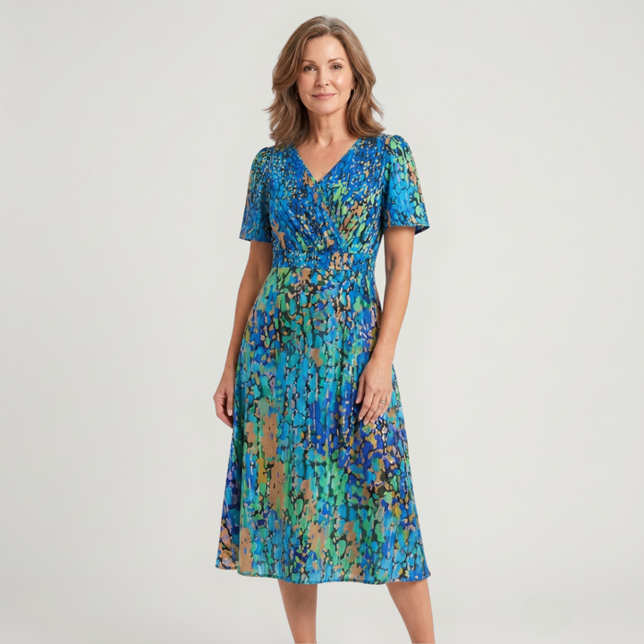 Zafrina | Abstract Pattern Midi Dress
