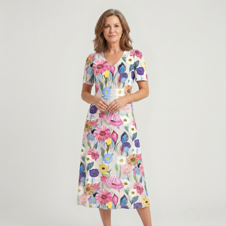 Zafrina | Abstract Pattern Midi Dress