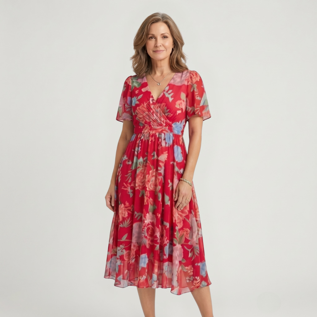Zafrina | Abstract Pattern Midi Dress